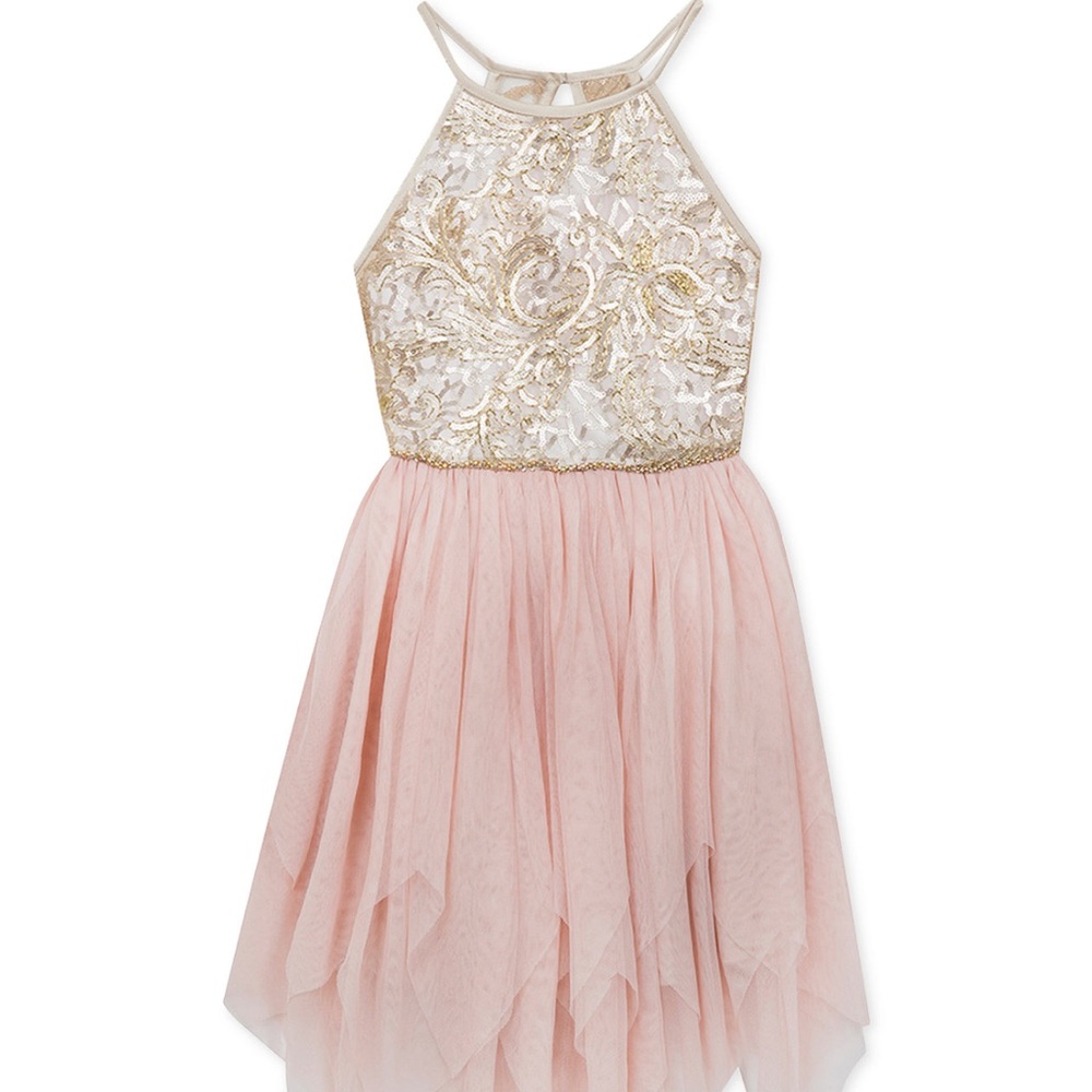 Rare Editions Pink Tulle Skirt with Asymmetrical Hem sz 10 like new